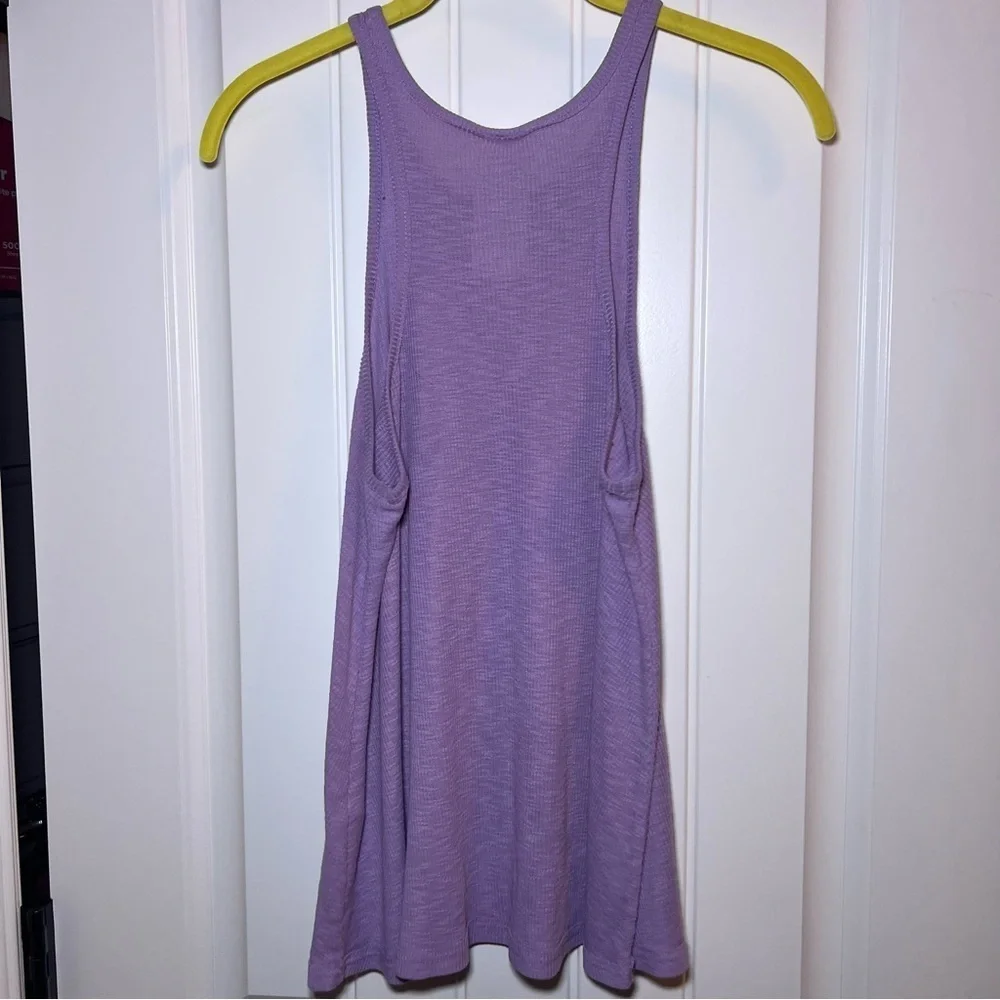 Free People Womens Ribbed Lavender Racerback Tank Top Size M FLAW